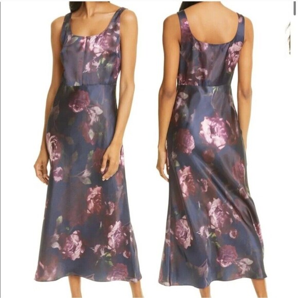 Vince Night Garden Square Neck Satin Slipdress DRESS WOMENS Size 2 Fairycore - Picture 1 of 8